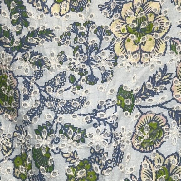 𝅺SEVEN for All Mankind blue floral print Peplum Blouse size Medium - Picture 11 of 16